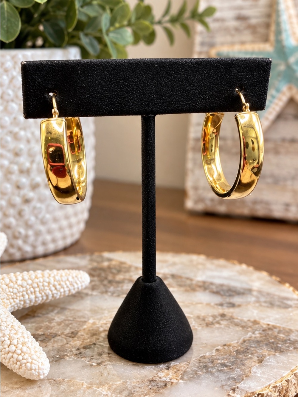 14K YELLOW GOLD 1โ HOOP EARRINGS 6mm SHINY CLASSIC TIMELESS CHIC JEWELRY